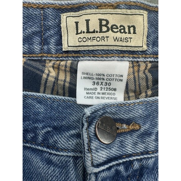 LL Bean Jeans Mens 36x30 Comfort Waist Flannel Lined 212508 Mid Rise Blue - Picture 11 of 12